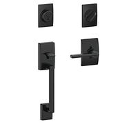 SCHLAGE F60CEN622LATCEN Century Front Entry Handleset with Latitude Lever Deadbolt Keyed 1 Side, Matte Black