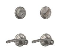 SCHLAGE FB50 N V MER 619 Single Cylinder Deadbolt and Keyed Entry Merano Lever, Satin Nickel