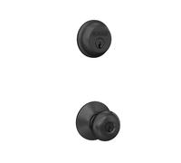 SCHLAGE FB50NGPLY622 Deadbolt and Plymouth Knob 1 Side, Highest Residential Security, Keyed Entry Lock, Matte Black