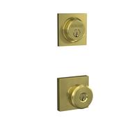 Schlage FB55N V BWE 608 COL Single Cylinder Deadbolt and Keyed Entry Bowery Knob with Collins Trim, Satin Brass