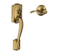 Schlage FE285 CAM 609 Acc LH Camelot Trim Lower Half Front Entry Handleset with Accent Left Hand Lever, Antique Brass by Schlage Lock Company