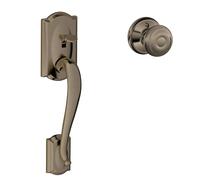 SCHLAGE FE285 CAM 620 GEO Camelot Trim Lower Half Front Entry Handleset with Georgian Knob, Antique Pewter