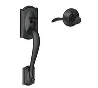 SCHLAGE FE285 CAM 622 Acc RH Camelot Trim Lower Half Front Entry Handleset with Accent Right Hand Lever, Matte Black by Lock Company