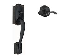 SCHLAGE FE285 CAM 716 Acc LH Camelot Front Entry Handleset with Left-Handed Accent Lever, Lower Half Grip, Aged Bronze