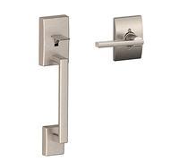 SCHLAGE FE285 Century by Latitude Century by Bottom Half Handleset with 16080 Latch and 10063 Strike Satin Nickel Finish
