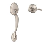 Schlage FE285 PLY 619 Acc LH Plymouth Trim Lower Half Front Entry Handleset with Accent Left Hand Lever, Satin Nickel