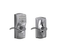SCHLAGE FE595CAM626ACC Camelot Keypad Entry with Flex-Lock and Accent Lever, Electronic Keyless, Satin Chrome