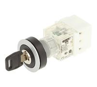 Schlegel 23.001.425 Key Switch Silver-Coloured, Locking, 2 Positions 12-15 o'clock, Push Contact Sensor, 2 N/O Contacts, Screw Connection