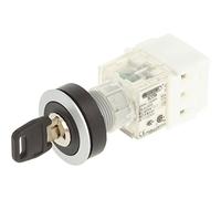 Schlegel 23.001.467 Key Switch Silver-Coloured, Locking, 3 Positions 9-12-15 o'clock, Push Contact Sensor 1 Opener/1 N/O Contact, Screw Connection