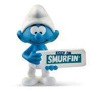 SCHLEICH 20843 Smurf with Sign (Keep on Smurfin'), from 3 years the Smurfs - Figurine, 5 x 3 x 5 cm