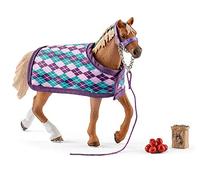 Schleich - 42360 English Pur-Blood Figurine with Horse Club Blanket, Multi-Colour