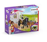 SCHLEICH Horse Club - 26 PC Tori and Princess Horse Toy Stall Playset with Dog Figurine and Accessories - Realistic, Posable Rider Figure and Pony Toys for Girls and Boys - Kids Ages 5+ - 42437