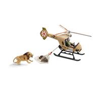 SCHLEICH 42476 Wild Life 8pc Animal Rescue Helicopter Playset with Lion and Hippo Figurine - Highly Detailed Wild Animal Toys Playset, Durable for Education and Fun Play, Perfect for Kids Ages 3+