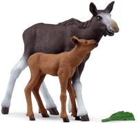 SCHLEICH 42603 Moose with Calf National Geographic Wild Life Toy Playset for children aged 3-8 Years