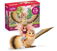 schleich Bayala - 2PC Fairy in Flight with Glam-Owl Figurine - Fairy Toy and Magic Bird with Movable Wings - Mythical Fantasy Toy Set-Kids 5+ | 70789