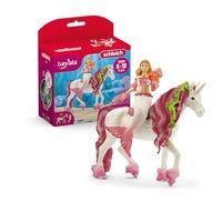 SCHLEICH Bayala Mermaid Feya Riding Underwater Unicorn, 3-Piece Playset - Glittery Undersea Princess Doll and Unicorn Poseable Figurines with Accessories for Girls and Boys, Gift for Kids Ages 5+