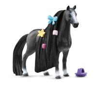 Figurine Jument Quarter Horse a coiffer 8 Pieces - Figurine Cheval a La Criniere Brossable avec Accessoires - Cadeau pour Enfants