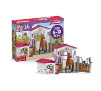 SCHLEICH Box avec Jument Hanovrien et Berger Australien, Figurine cheval et accessoires, 72218 Horse Club, des 5 ans