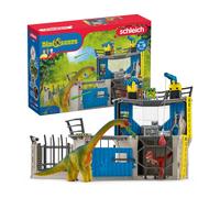Schleich Dinosaur Toys Science Playset - 33-Piece Set Research Station with Brachiosaurus, Velociraptor, Men Scientist Action Figures, and Dart Canno