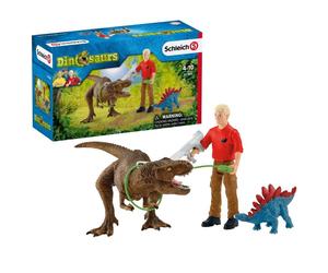 Schleich Dinosaur World Tyrannosaurus Rex Attack 41465 2 Figures inc Stegosaurus