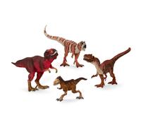 Schleich Dinosaurs - 4 PC Red Dinosaur Playset for Boys and Girls - with T Rex Figure, Allosaurus, Intrepidus and Majungasaurus - Jurassic Era Realist