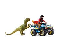 SCHLEICH DINOSAURS 41466 Dinosaurs Velociraptor und Baby Dino Abenteuer Spielset mit Quad und Fahrer - Prähistorisches Großes Dino-Spielzeug 5er-Set Dinosaurier Spielzeug ab 4 Jahren