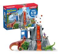 Schleich Dinosaurs - 60PC Volcano Expedition Base Camp Playset - Dinosaur Toy Playset with LED, Smoke Erupting - Interactive for Kids Ages 5+ | 42564