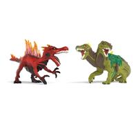 Schleich Eldrador Creatures - 2PC Lava vs Jungle World Playset with Fire Dinosaur and Jungle Lizard - Fun Durable Monster Toys for Ages 7+ | 70834