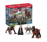 SCHLEICH Eldrador Creatures - 5 PC Fantasy Creature Set - Ice Wolf, Lava Hound, Rock Beast and Sword Figure Playset - Animal Monster Figurines for Boys and Girls - Durable Fun Toys for Kids Ages 7+