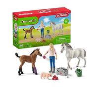 Schleich Farm World - 10Pc Vet Visiting Mare And Foal - Kids 3+ | 42486 | Farm Animal Figurine, Realistic Animal Toys, Barn Toy for Kids 3+, Screen-Free Imaginative Pretend Play, Montessori Toy