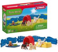 Schleich Farm World Puppy Pen and Puppy Toy Figures