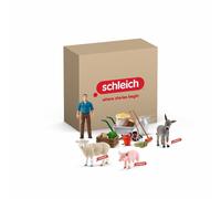 Schleich Farm World 19pc Animal Feeding Playset - Piglet, Sheep & Donkey with Wh