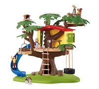 FARM WORLD - 42408 Adventure Tree House Playset, 60-Piece Detailed Tree House Play Set with Tire Swing, 2 Child Figurines and Animal Figurines,