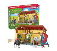 SCHLEICH FARM WORLD - 42485 Horse Stable Play Set, 82-Piece Barn Play Set with Horses, Small Farm Animals, Tools and Farmer Figurines, Farm Toys for Kids Ages 3+