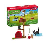 SCHLEICH FARM WORLD 42501 Bauernhof Spielzeit für Niedliche Kätzchen Tiere Set - 9-Teiliges Realistisches Mama- und Baby-Katzen-Set, Bauernhof Spielzeug für Kinder ab 3 Jahren