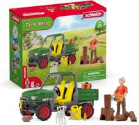 SCHLEICH Farm World - Working in The Forest Playset with Action Figure, Dog Figurine, Tractor Toy and Accessories - Imaginative Play Set for Kids Ages 3+