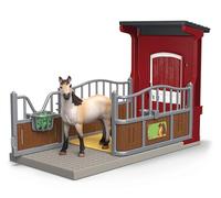 Schleich Farm World - 4pc Horse Stall and Mare Toy Set for Kids. Customizable Write-On Name Tag for Realistic Pony Box. Farm Animal Toys for Boys and Girls. Fun Interactive Play for Kids Ages 3+ 42724