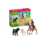 Schleich Farm World - 6Pc Western Riding Adventures - Kids Ages 3+ | 42578 | Farm Animal Figurine, Realistic Animal Toys, Barn Toy for Kids 3+,