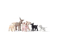 Schleich Farm World 6Piece Baby Farm Animal Toy Gift Set Including Donkey Foal Lamb Calf Dalmatian Puppy and Goat Kid
