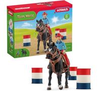 Figurine Cowgirl et Tonneaux de Racing, avec figurine et cheval, Schleich 42576 Farm World