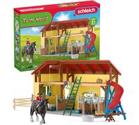 Schleich FARM WORLD - 82 PC Horse Stable Playset with Farmer, Horse and Rider Figurines - Functional Barn & Stable Playsets - Ages 3+ | 42485