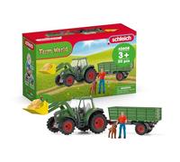 Schleich Farm World Tractor With Trailer Doll Green Kids
