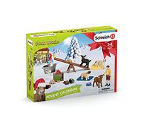 schleich FARM WORLD 98271 Adventskalender Kinder - Bauernhof Tierfiguren und Kind - Echte Tiere Ziege, Katze, Hund, Kalb, Kätzchen, Meerschweinchen, Landwirt und Zubehör - ab 5 Jahren