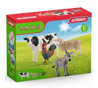 Schleich Farm World Basic Kit 4 Farm Animals 42385 Cow, Rooster, Sheep