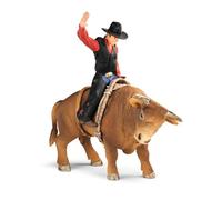 SCHLEICH Farm World Cowboy Bull Riding 4-Piece Cowboy Toy Set for Rodeo Fans & Kids Ages 3+