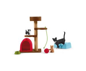 Schleich Farm World Cute Cats and Kittens Playtime Figurine Set - 9-Piece Realistic Momma Cat and Baby Kitten Figurine Large Playset forToddlers, Boy