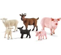 SCHLEICH Farm World Farm Animal Toys for Toddlers & Kids Ages 3+, 6-Piece Mom and Baby Toy Farm Animal Set Pig, Piglet, Goat, Goat Kid, Lamb and Sheep Figurine Farm Set