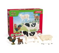 Schleich Farm World - Starter Set Includes 4 x Collectible Toy Farm Animals Cow Sheep Donkey Foal and Rooster Farm Animal Toys for Kids Ages 3+