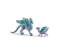 Schleich Bayala - 2 PC Flower Dragon and Baby Toy Set - Cute Dragon Figurines for Girls and Boys - Durable Fantasy Pink and Blue Fairy Animal Figures - Fun Imaginative Play Toys - Kids Ages 5+ | 70592