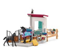 Schleich Horse Club - 34PC Stall Extension Horse Toy Playset with Mare and Foal Figure, Cat Figurine, and Accessories - Stable Set for Girls and Boys - Interactive, Realistic Kids Toys Ages 5+ - 42611
